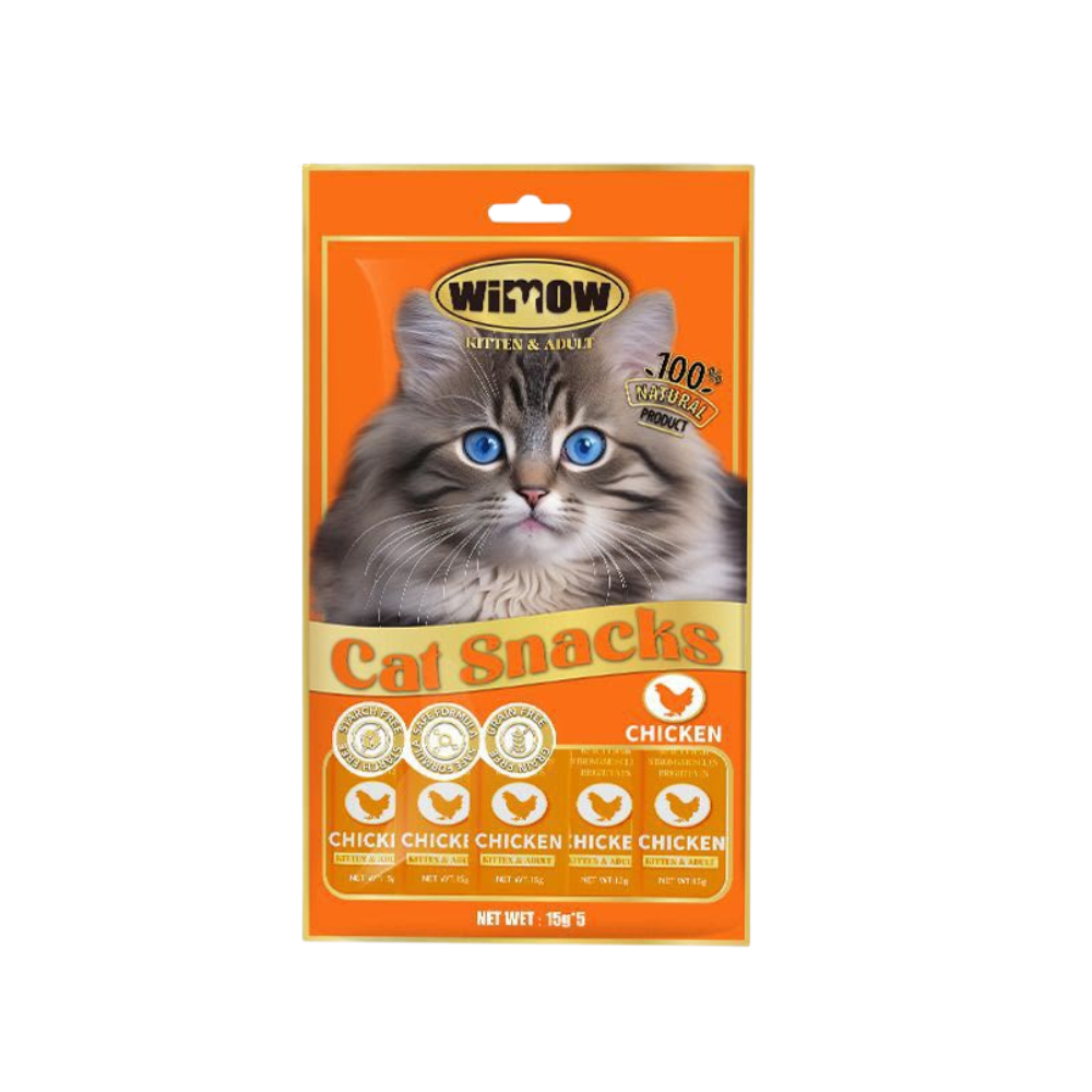 Wimow Grain Free Cat Treat Chicken for All Ages 75g (15g*5)