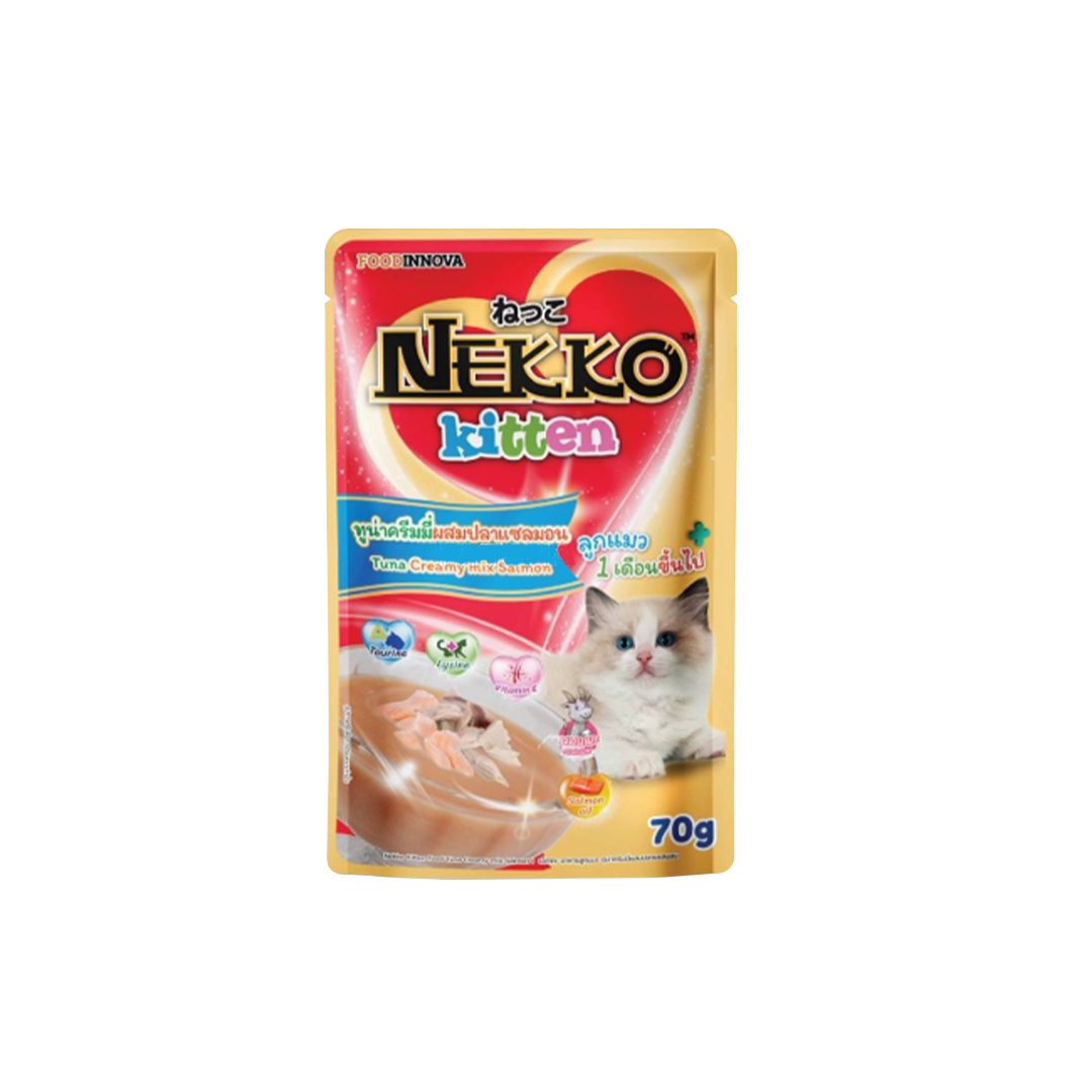 Nekko Kitten Pouch Tuna Creamy Mix Salmon 70g