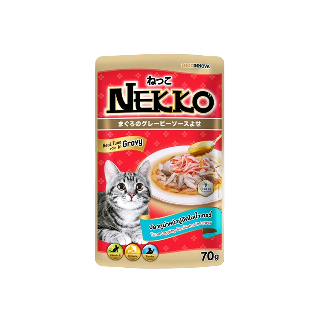 Nekko Pouch Real Tuna Topping Kanikama in Gravy 70g