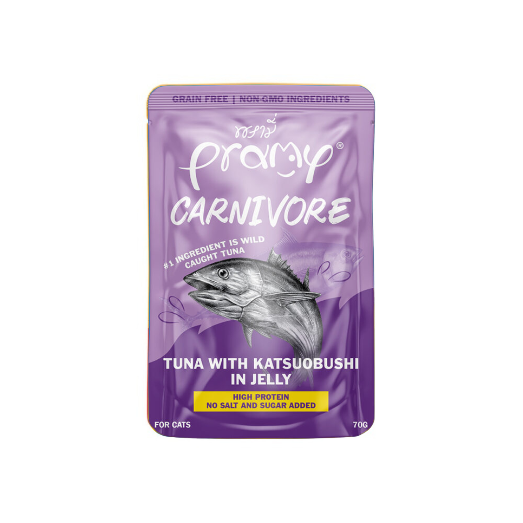 Pramy Carnivore Pouch Tuna with Katsuobushi in Jelly for All Cats 70g