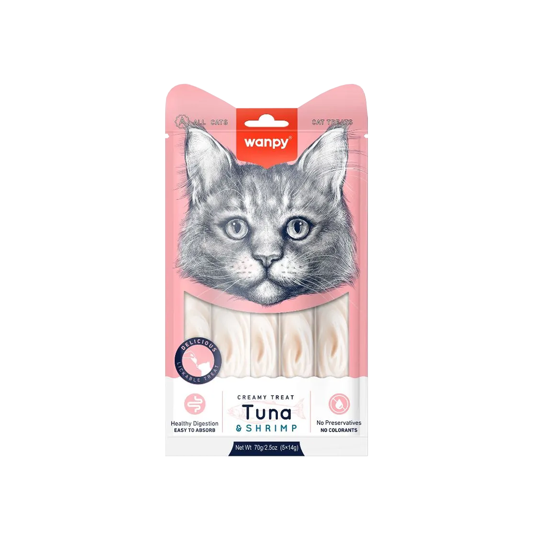Wanpy Creamy Cat Treat Tuna & Shrimp 70gm (5 Pieces Pack)