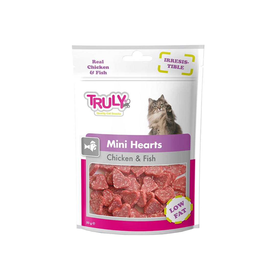 Truly Chicken & Fish Mini Hearts Cat Treat 50gm