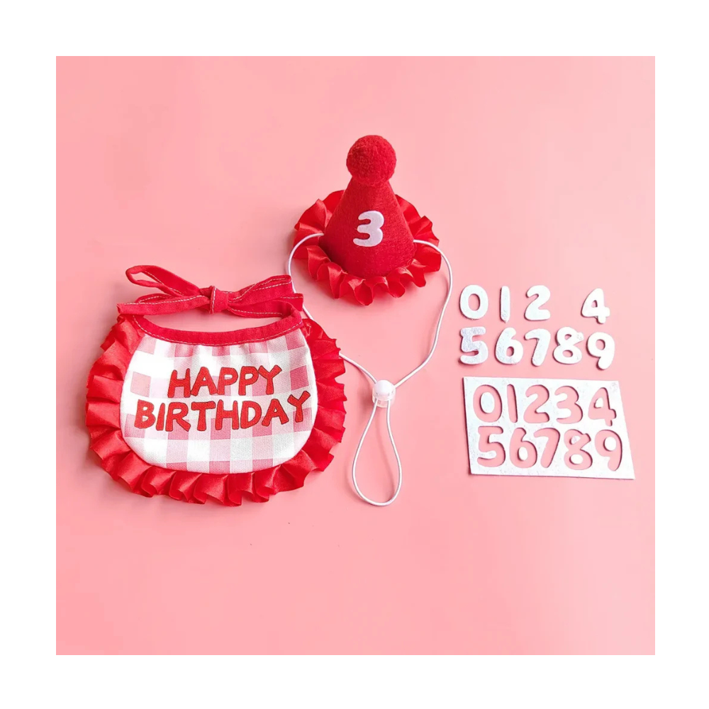 Complete Cat Birthday Set - Scarf, Hat, Year Badge (No Exchange)