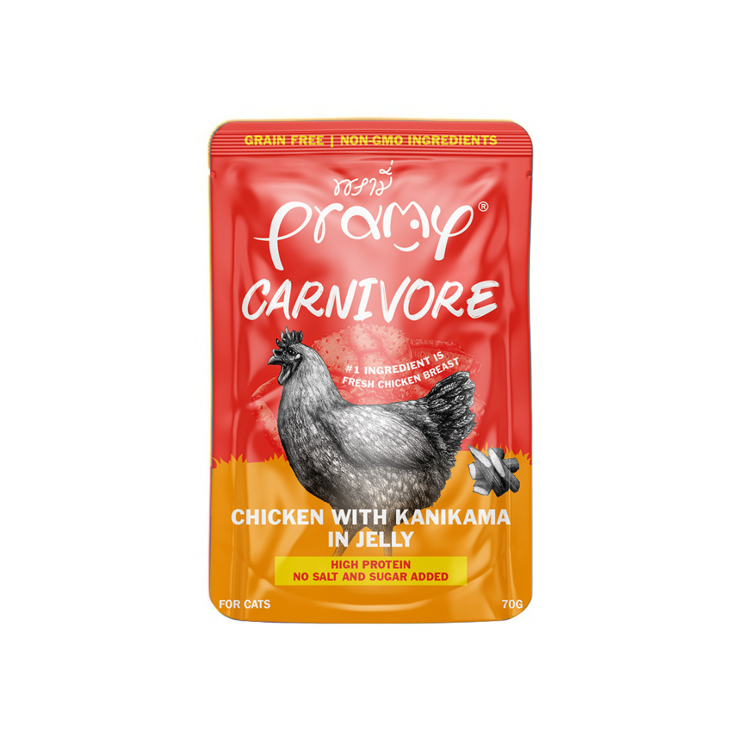 Pramy Carnivore Pouch Chicken with Kanikama in Jelly for All Cats 70g