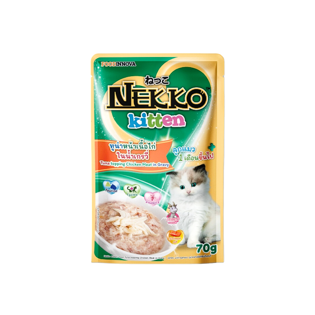 Nekko Kitten Pouch Real Tuna Topping Chicken Meat in Gravy 70g