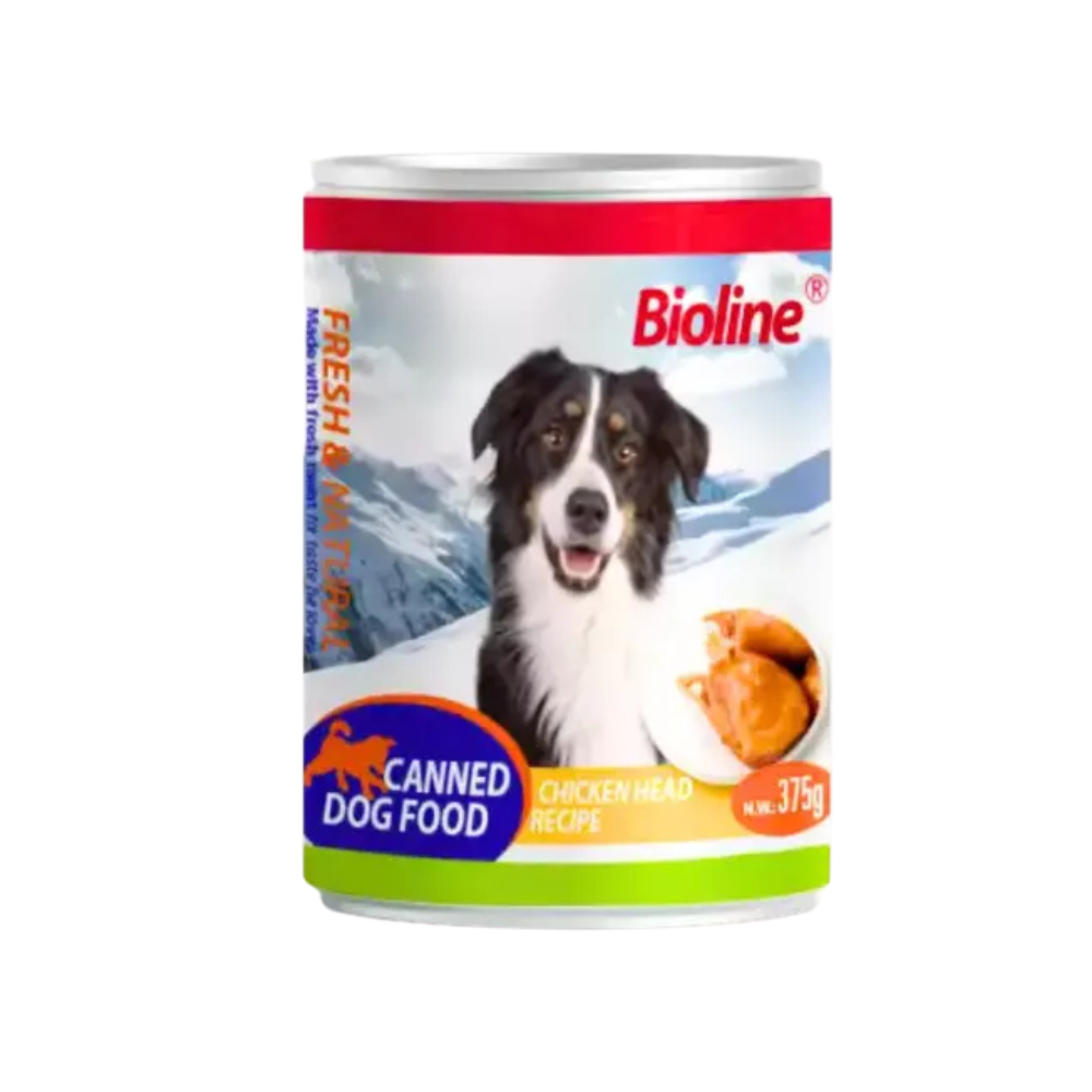 Bioline Dog Canned Food Chicken Head Recipe 375g