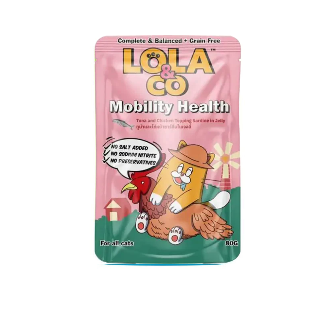 Lola & Co Mobility Health Pouch Tuna & Chicken Topping Sardine in Jelly for All Cats 80g