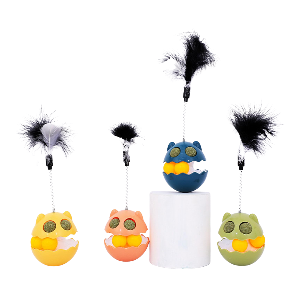 3-in-1 Tumbler Cat Toy with Catnip Balls & Feather