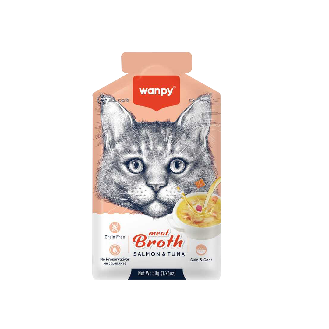 Wanpy Meat Broth Cat Pouch Tuna & Salmon 50gm