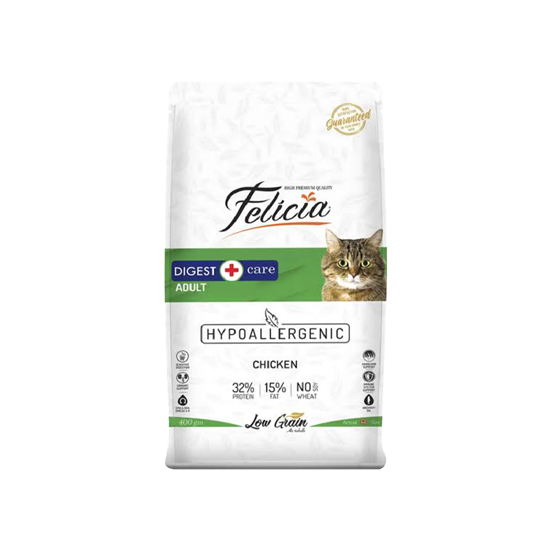Felicia Low Grain Dry Cat Food Digest Care Adult Chicken 400gm