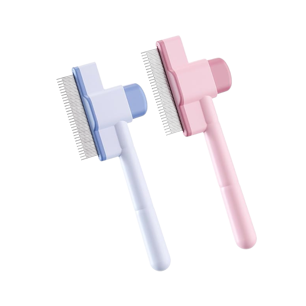 Self-Cleaning Tick & Flea Comb Grooming Brush & Fur Remover for Cats & Dogs