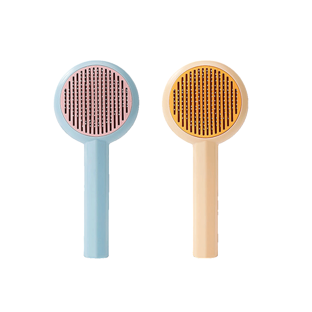 Comfortable Handle Self-Cleaning Grooming Brush for Pets