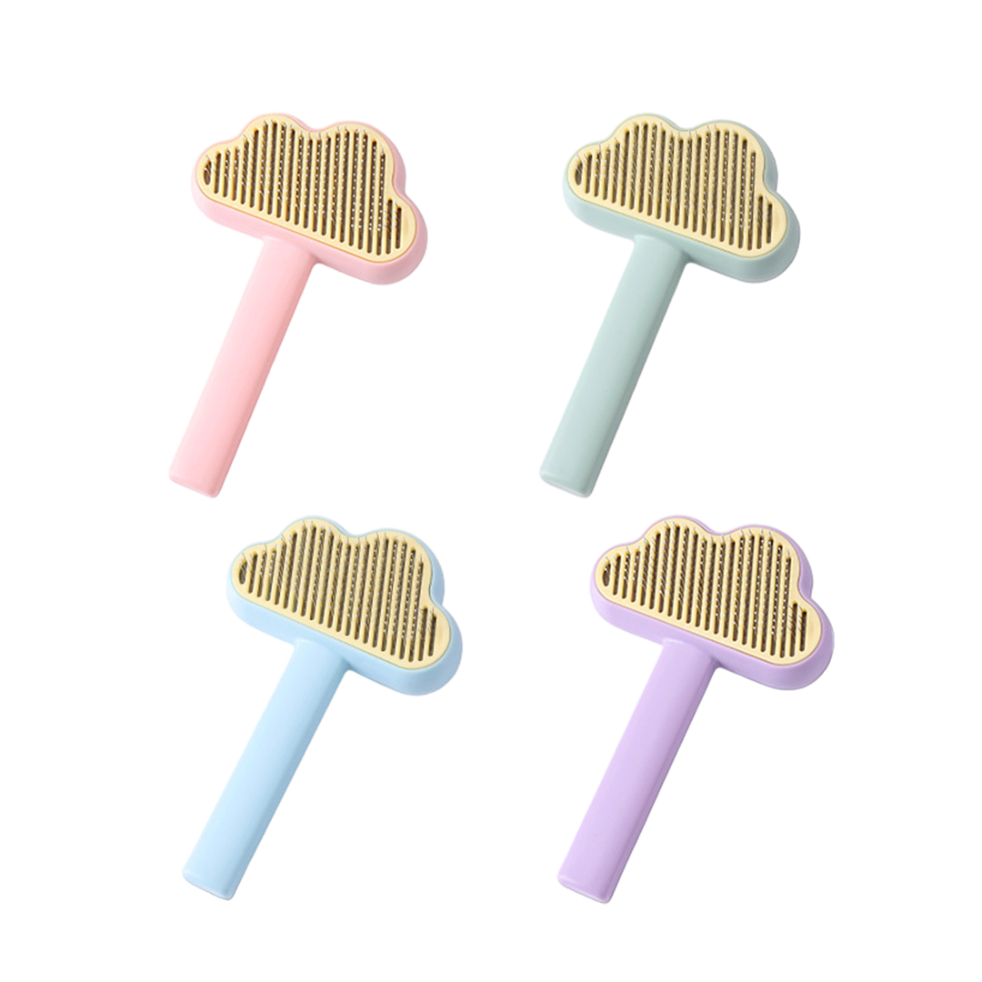 Comfortable Handle Pet Grooming Brush Self-cleaning Cloud Shape