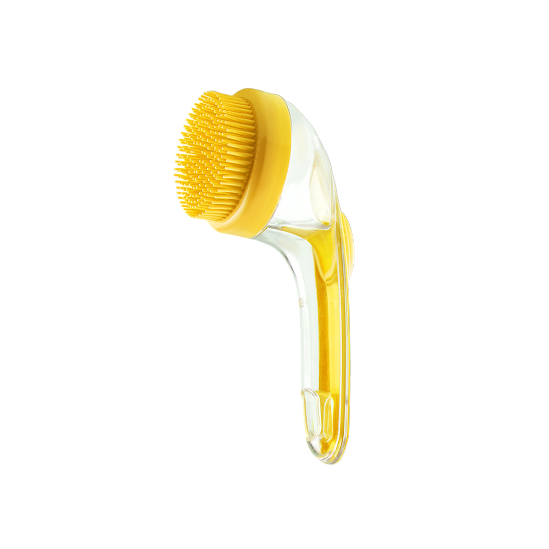 Comfortable Handle Shampoo Dispenser Massage Bath Brush Soft Silicone Bristles