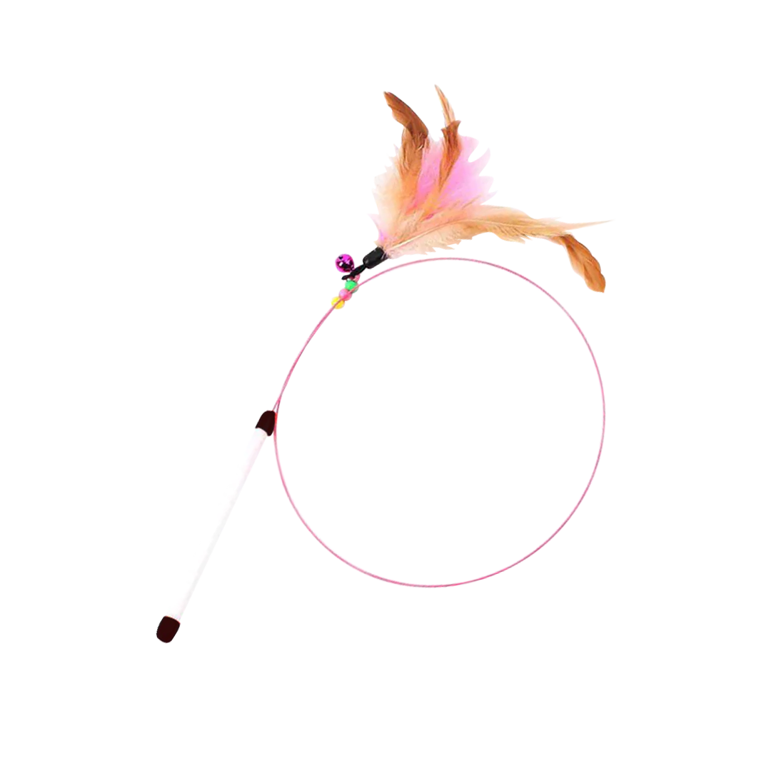 Cat Toy Feather Stick Teaser Toy with Bell