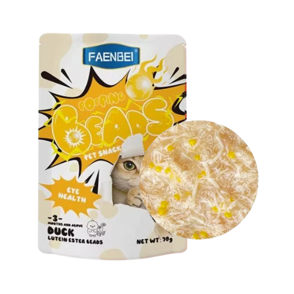 Faenbei Cat Snack EYE HEALTH with Lutein Ester Popping Beads with Duck 70g