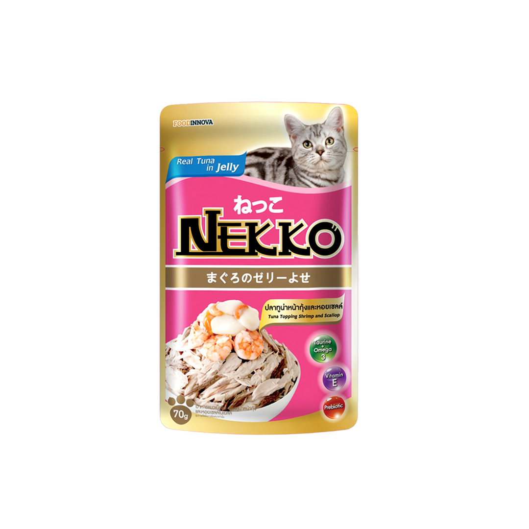 Nekko Pouch Real Tuna Topping Shrimp & Scallop in Jelly 70g