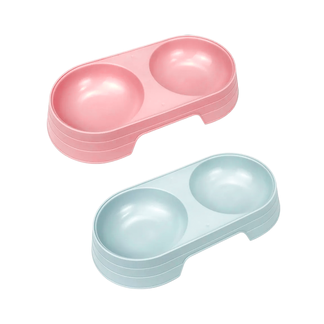 Plastic Pet Food Double Bowl Mini
