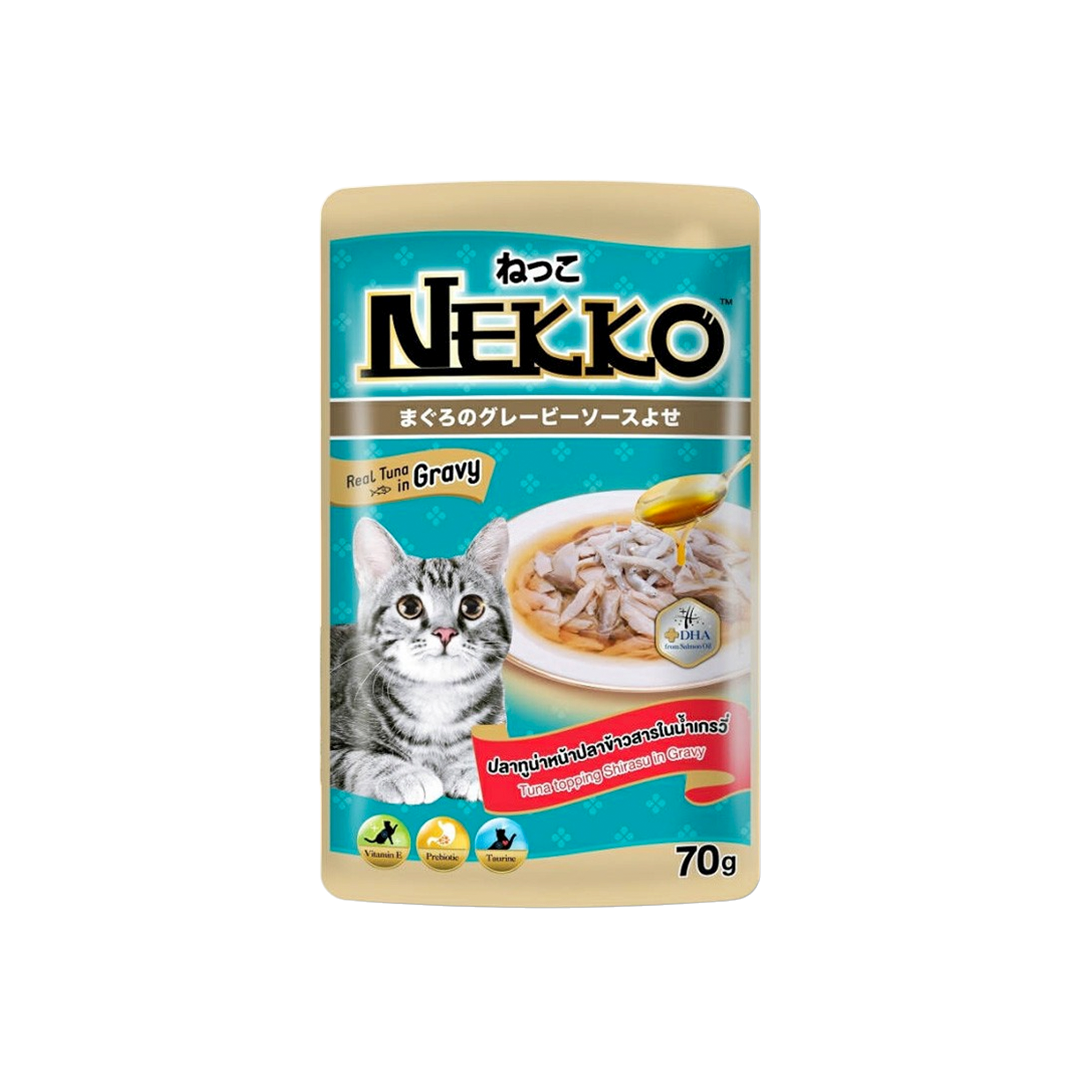 Nekko Pouch Real Tuna Topping Shirasu in Gravy 70g