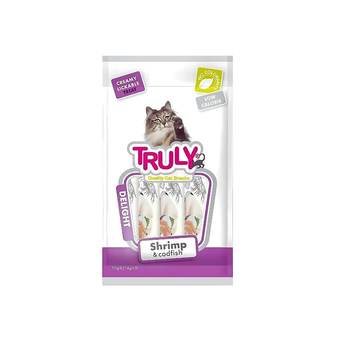 Truly Creamy Cat Treat Shrimp & Cod Fish 70gm (5×14gm)