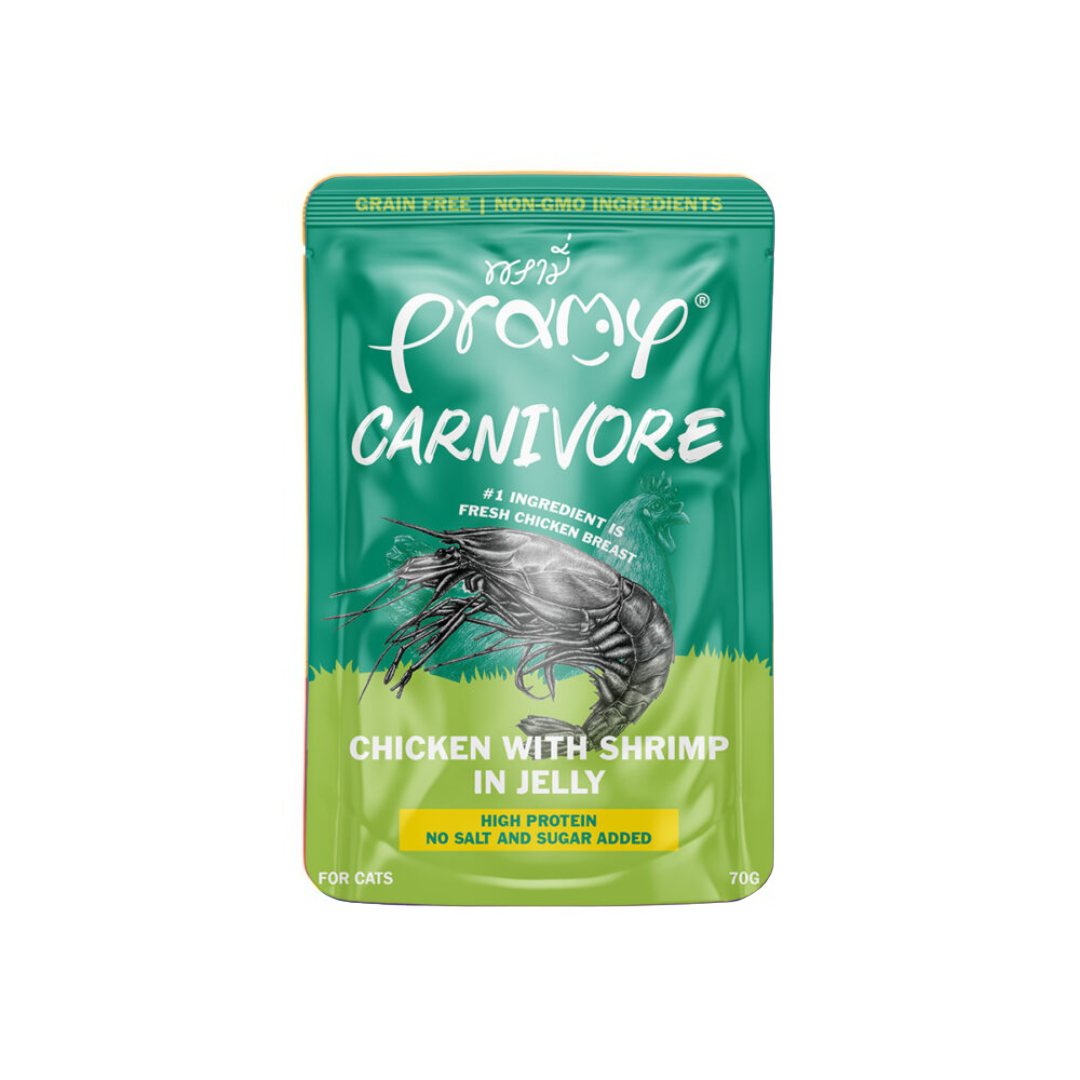 Pramy Carnivore Pouch Chicken with Shrimp in Jelly for All Cats 70g