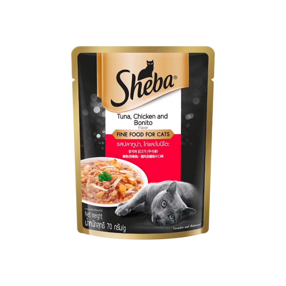 Sheba Pouch Adult Tuna, Chicken & Bonito 70g