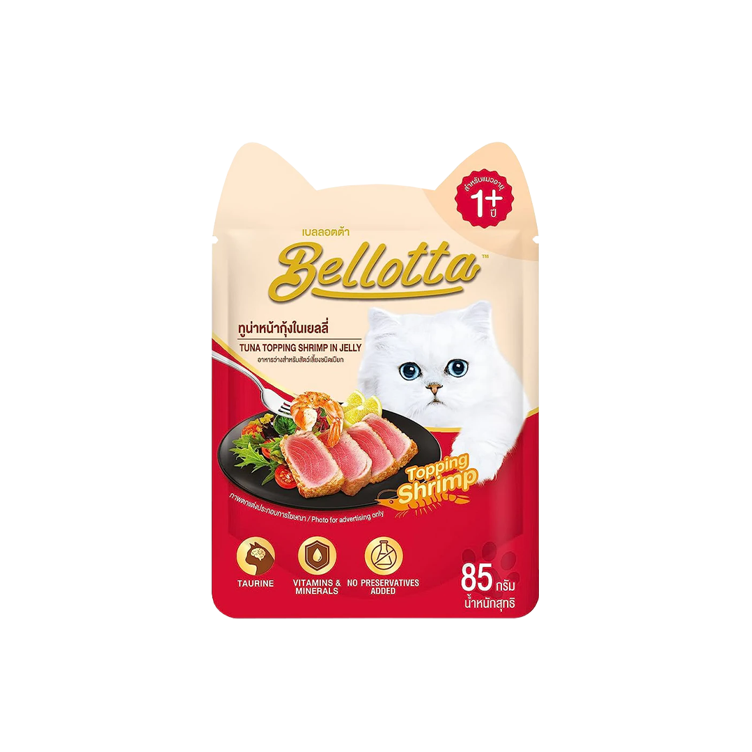 Bellotta Adult Pouch Tuna Topping Shrimp in Jelly 85gm