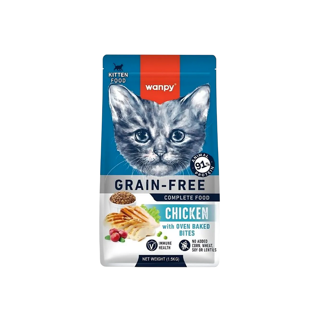 Wanpy Grain Free Super Premium Dry Cat Food Kitten Chicken 1.5kg