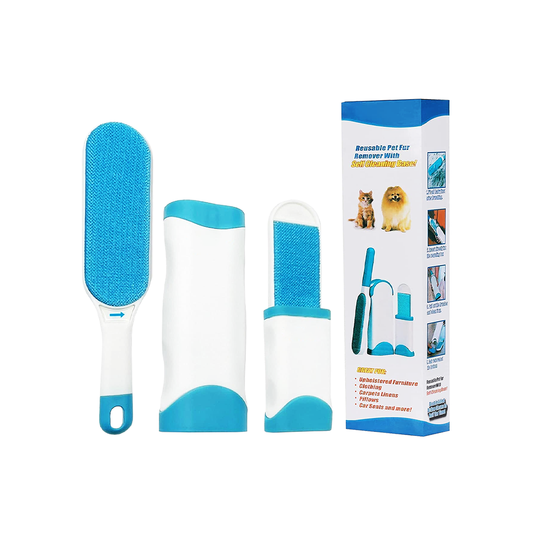 Reusable Pet Fur Remover with Self-Cleaning Base