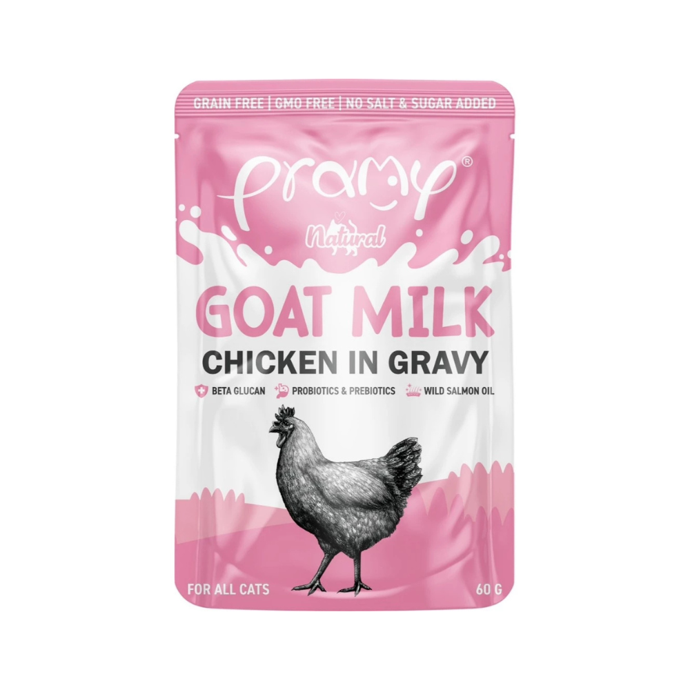 Pramy Premium Goat Milk Pouch with Chicken in Gravy 60g
