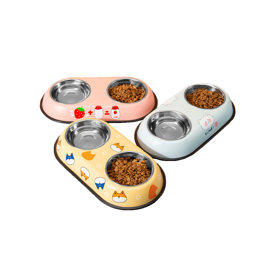 Stainless Steel Double Bowl for Cats & Dogs