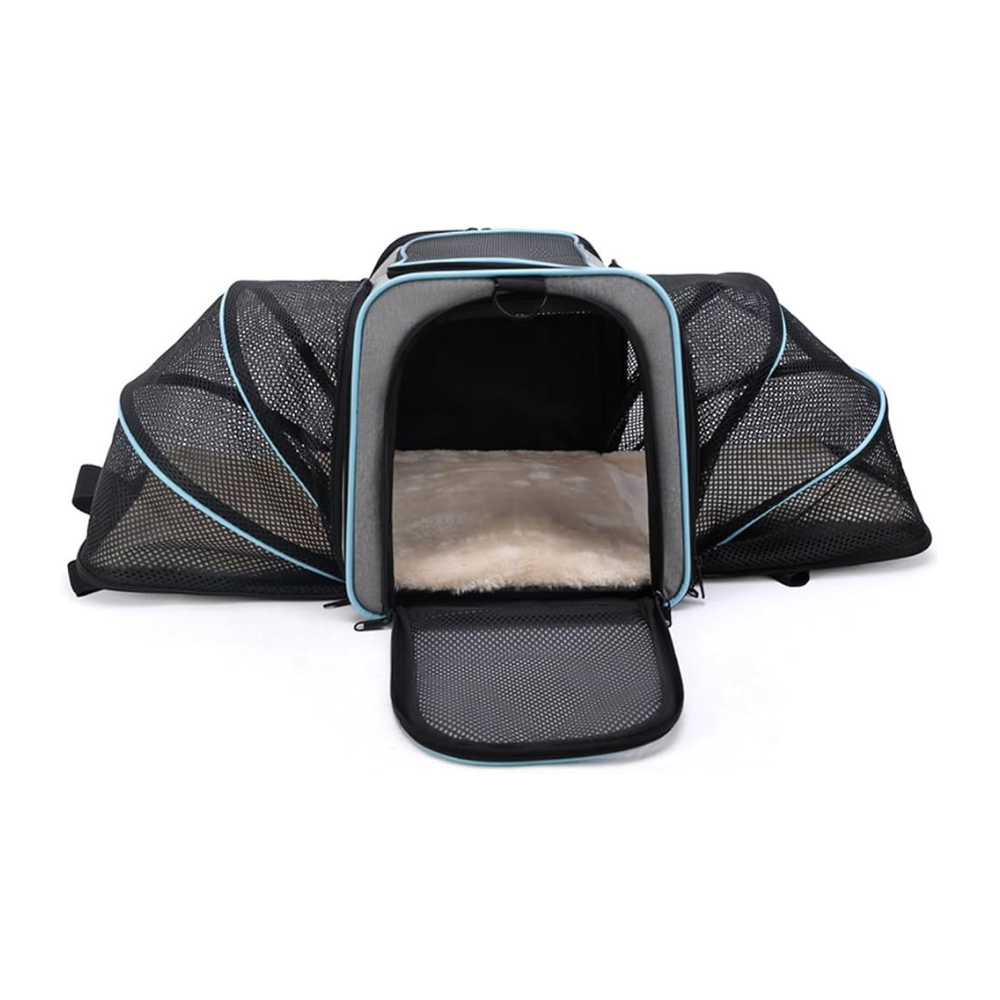 Two-side Expandable Pet Carrier Bag with Expandable Cushion Airline Approved
